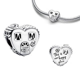 925 Silver Heart House Charm Bead for Bracelets DIY