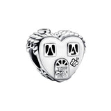 925 Silver Heart House Charm Bead for Bracelets DIY