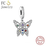 925 Silver Butterfly Charm Bracelet with Chakra Zircon Bead