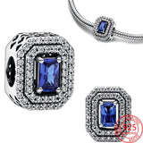 925 Sterling Silver Rectangle Charm Bead for Bracelet Pendant