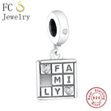 925 Silver Charm Bracelet Square Letter Pendant