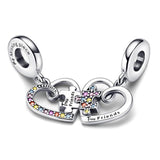 925 Silver Puzzle Heart Friendship Pendant DIY Jewelry