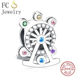 925 Silver Ferris Wheel Zirconia Charm Bead for Bracelet