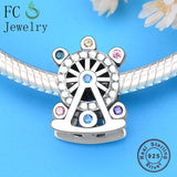 925 Silver Ferris Wheel Zirconia Charm Bead for Bracelet