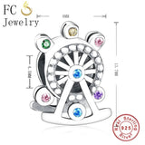 925 Silver Ferris Wheel Zirconia Charm Bead for Bracelet