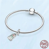925 Silver Beauty Beast Rose Dangle Charm Bracelet DIY Jewelry