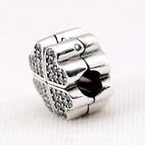 DIY Jewelry Lucky Clover Petals CZ Clip Stopper Charm for Bracelets