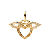 925 Silver Heart & Angel Wings Charm Bead Bracelet Pendant Women's Fine Jewelry