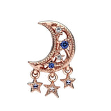 925 Silver Star & Crescent Moon Charm Bead Bracelet Pendant Women Jewelry