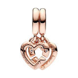 925 Sterling Silver Sister Hearts Dangle Charm Bead