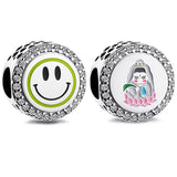 Shining Guanyin Button Beads for Bracelet 925 Sterling Silver Charm