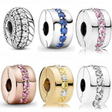 Pink Sparkling Shining Path Pave Snake Chain Clip Charm Beads