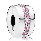 Pink Sparkling Shining Path Pave Snake Chain Clip Charm Beads