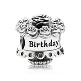 Charm Bracelet Bangle Lady Gift Rose Flower Bead S925 Silver DIY Jewelry