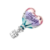 925 Silver Happy Birthday Hot Air Balloon Charm Women Jewelry Gift