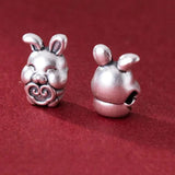 S999 3D Silver Gourd Rabbit Beads DIY Bracelets Accessory