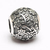 S925 Silver Bead DIY Jewelry Floral Flower Twigs Charms Lady Bracelet Bangle