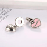Mother & Daughter Hearts Dangle Charm Bracelet, Pink Enamel