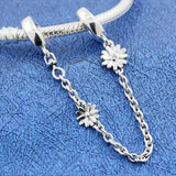 Daisy Flower Crystal Chain Beads 925 Silver Charm Bracelet