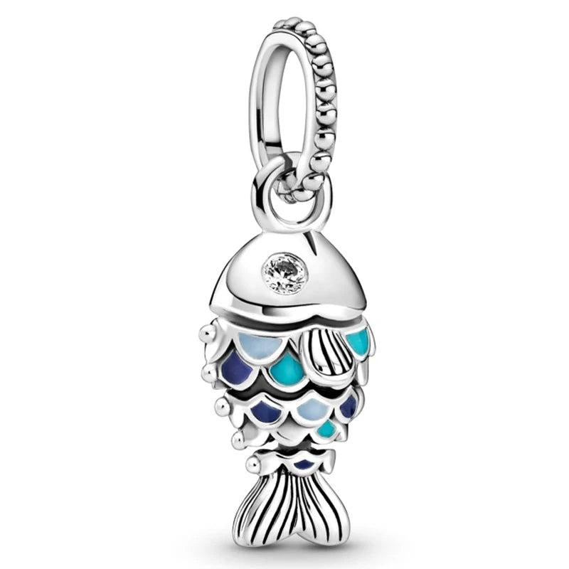 Fish & Crystal Pendant Beads for 925 Sterling Silver Charm Bracelet
