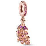 Rose Pine Needle Leaf Crystal Pendant Beads for Bracelet