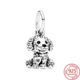 925 Silver Poodle Dog Charm Pendant Beads