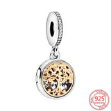 925 Silver Double Golden Tree DIY Charm for Bracelet Necklace Pendant
