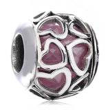 Multicolor Radiant Love Heart Beads 925 Silver Charm for Bracelet DIY