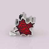 Red Maple Leaf Canada Heart Pendant Beads 925 Sterling Silver Charm Bracelet DIY
