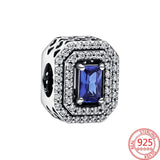 925 Silver Rectangle Gemstone Charms for Bracelet Pendant DIY