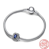 925 Silver Rectangle Gemstone Charms for Bracelet Pendant DIY