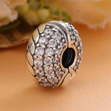 Snake Chain Pattern Crystal Clip Beads 925 Silver Charm Bracelet Bangle