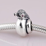 Sparkling Snail Orchid Pink Crystal Beads 925 Silver Charm Bracelet