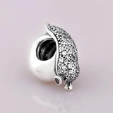Sparkling Snail Orchid Pink Crystal Beads 925 Silver Charm Bracelet
