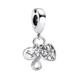 925 Silver Family Infinity Triple Dangle Charm Bead for Bracelet DIY Jewelry