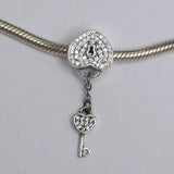 Silver Bead Bracelet with Lock Of Love Charm