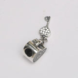 Silver Bead Bracelet with Lock Of Love Charm