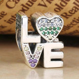 Colorful Love Crystal Bead Charm for Bracelet DIY Jewelry