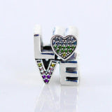 Colorful Love Crystal Bead Charm for Bracelet DIY Jewelry