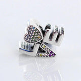 Colorful Love Crystal Bead Charm for Bracelet DIY Jewelry