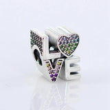 Colorful Love Crystal Bead Charm for Bracelet DIY Jewelry