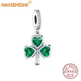 925 Silver Pink Purple Green Heart Flower Dangle Charm Bracelet Berloque