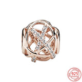 925 Silver Rose Cutout Bead Charm for Bracelet Necklace DIY