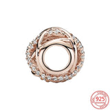 925 Silver Rose Cutout Bead Charm for Bracelet Necklace DIY