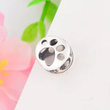 925 Sterling Silver Paw Print Charm Beads for DIY Jewelry Making