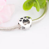 925 Sterling Silver Paw Print Charm Beads for DIY Jewelry Making