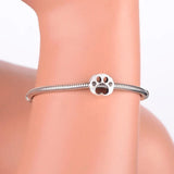 925 Sterling Silver Paw Print Charm Beads for DIY Jewelry Making