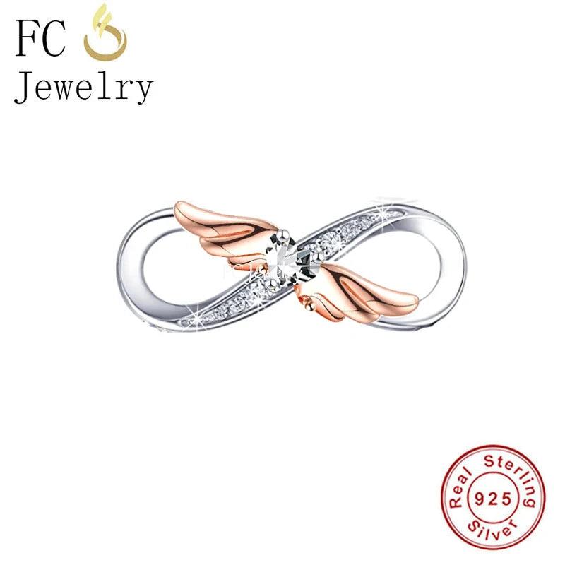 925 Silver Forever Infinity Angel Wings Bead Bracelet Charm