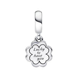 925 Silver Four-leaf Clover Friendship Charm Bead for Bracelets DIY