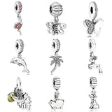 925 Silver Dolphin Butterfly Reindeer Pendant Charm Bracelet Bead
